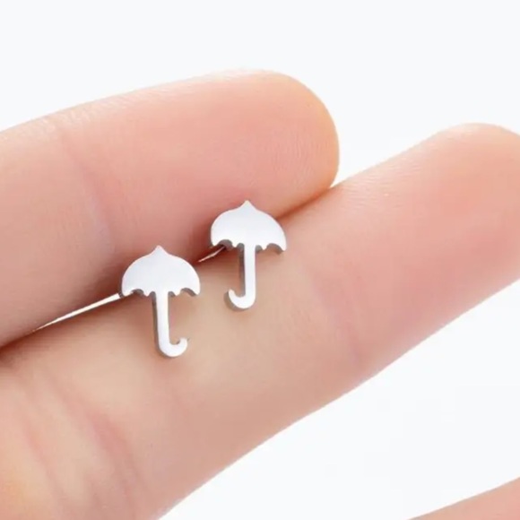 STAINLESS STEEL Umbrella Stud  Earrings with Gift Bag - Picture 2 of 5